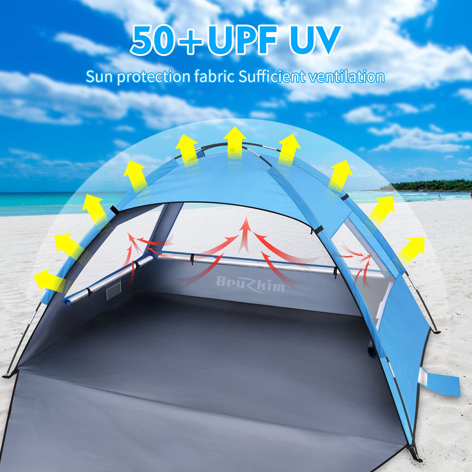 Beach Tent Sun Shelter For 2 Person, Portable Foldable Lightweight Waterproof Windproof, Easy Set Up For Family, Camping, Hiking