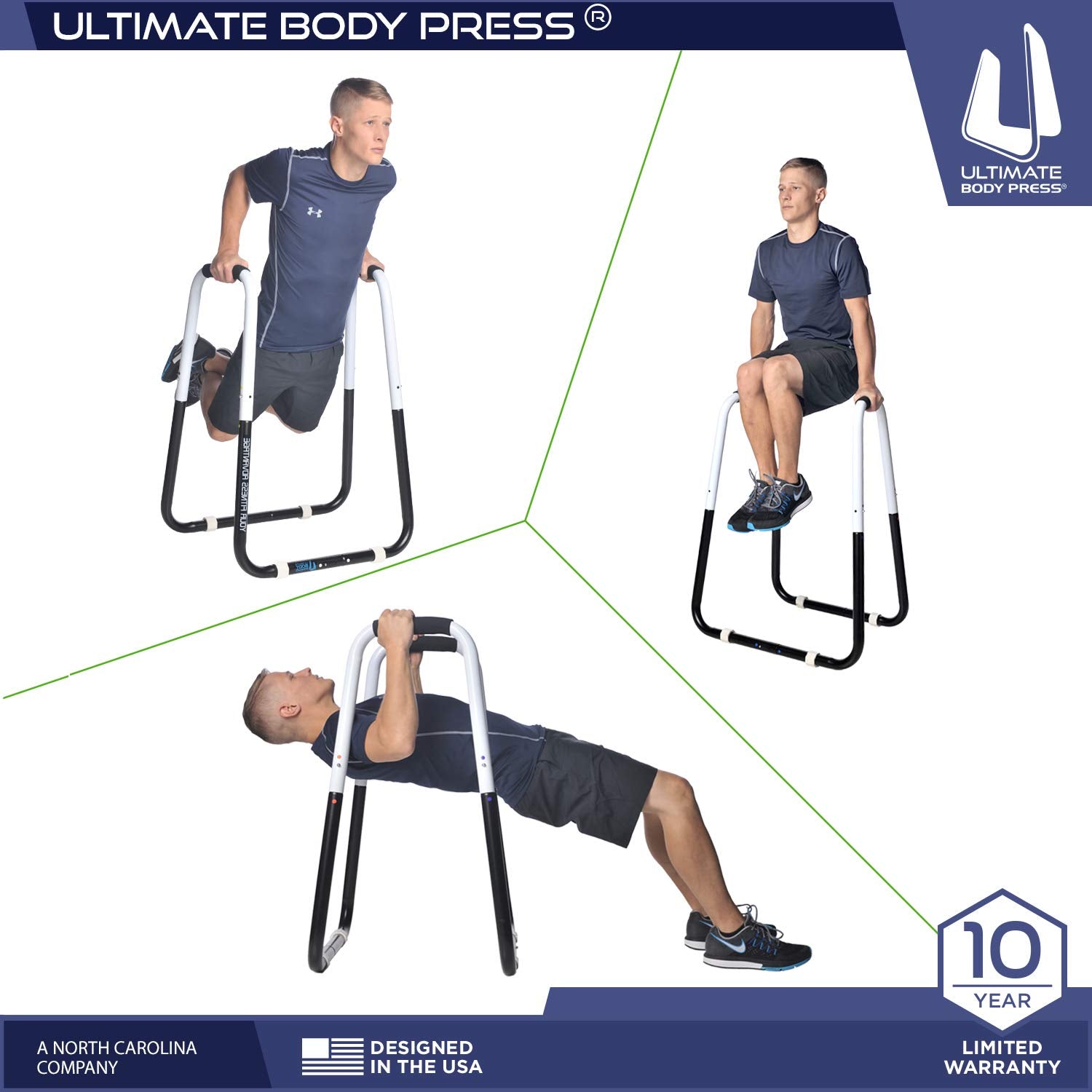 Ultimate Body Press Dip Bar Fitness Station - Adjustable Folding Dip Stand,White/Black