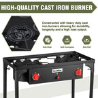 Bestfire 2 Burner Camping Stove,150,000 Btu High Pressure Outdoor Propane,4Ft 20 Psi Adjustable Regulator Hose With Removable Le