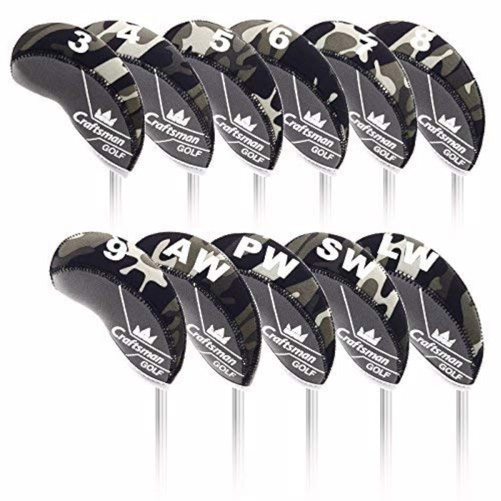 Craftsman Golf 11Pcs/Set Camouflage Black & Gray Splice Neoprene Golf Club Head Cover Wedge Iron Protective Headcover For Mizuno