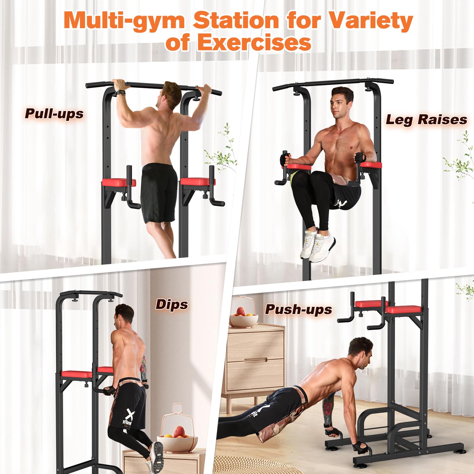 Relife Rebuild Your Life Power Tower Pull Up Bar Dip Station For Home Gym Adjustable Height Strength Training Workout Equipment