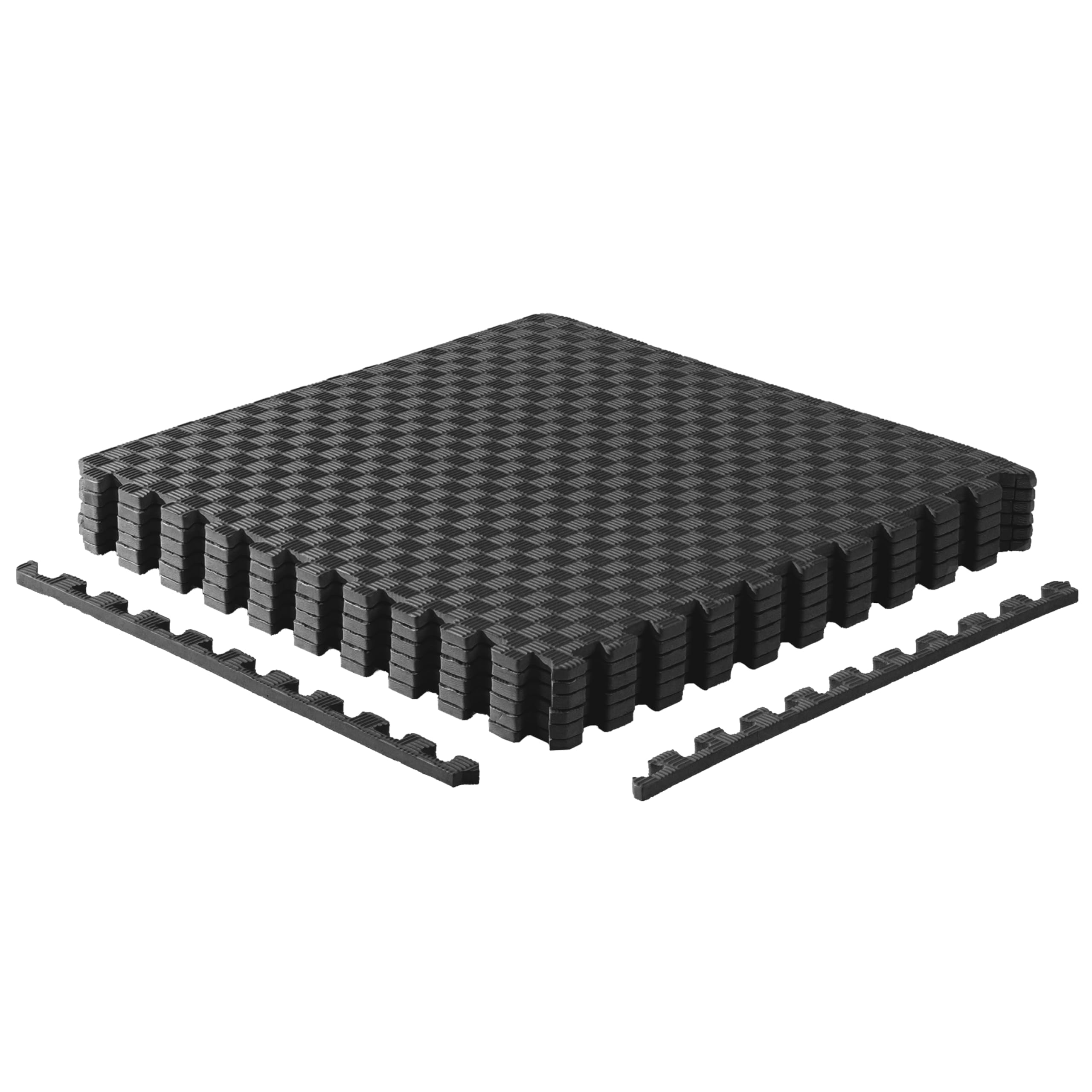 Cap Barbell 1/2 Interlocking Eva Foam Exercise Puzzle Mats - 1 Pack | 24'' X 24'' X 1/2'' | Tatami Pattern - Black