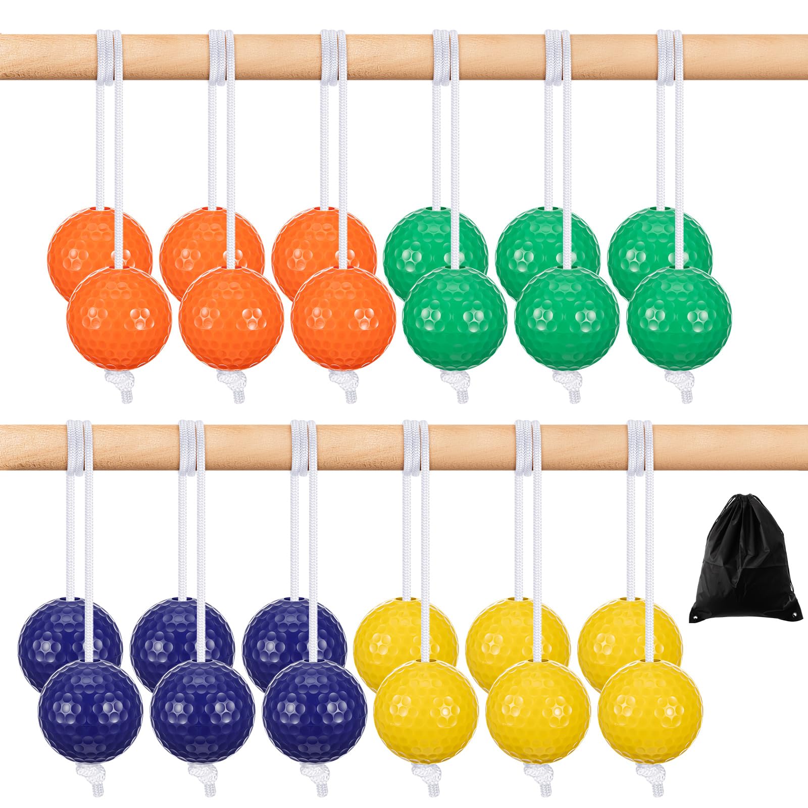 Lenwen 12 Pack Ladder Ball Outdoor Game Ladder Toss Balls Replacement Bolas with Storage Bag for Toss Match Yard Lawn Golf Game,