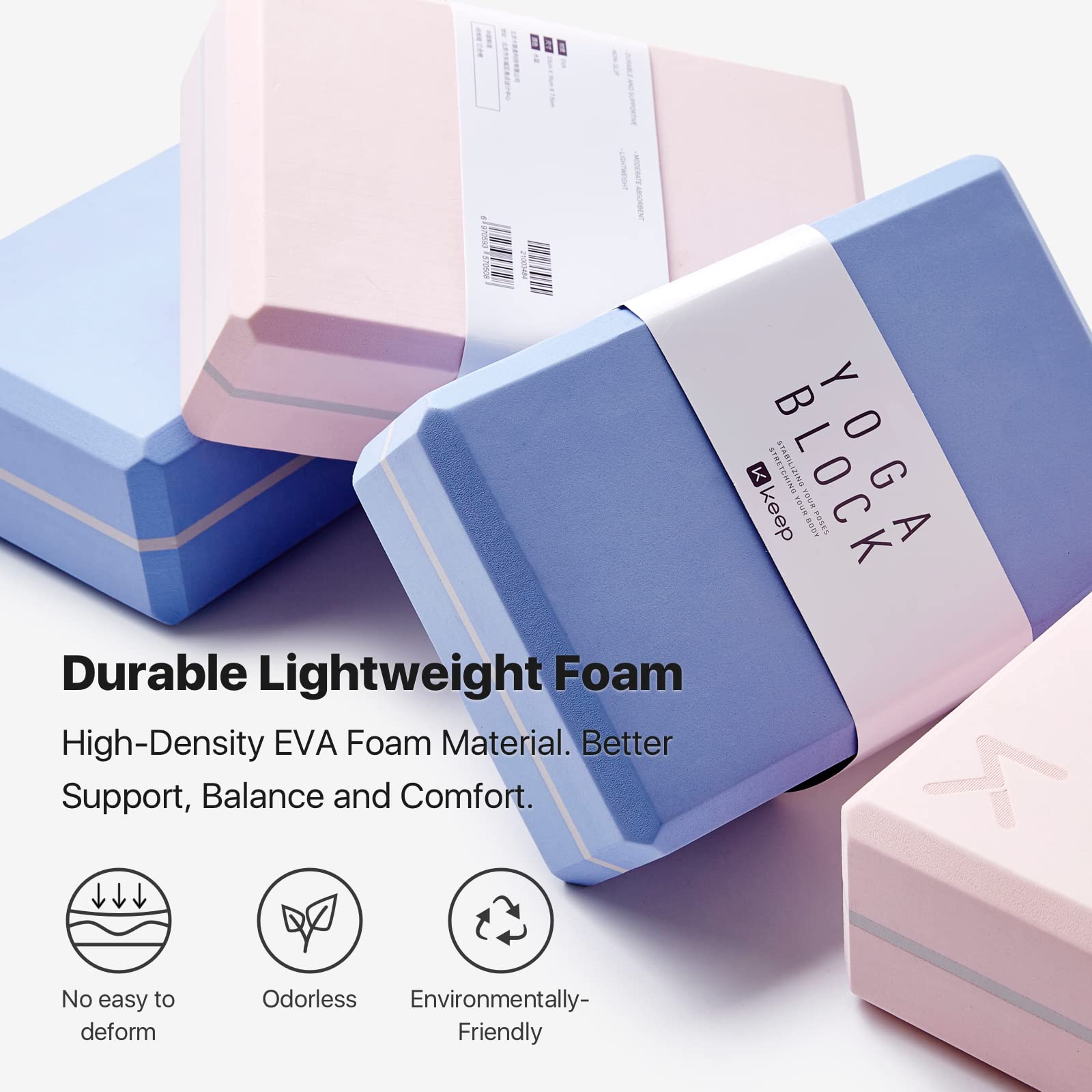 Yoga Blocks, High Density Eva Foam Blocks For Yoga, Pilates, Meditation, Aid Balance, Support And Deepen Poses - Non-Slip Lightw