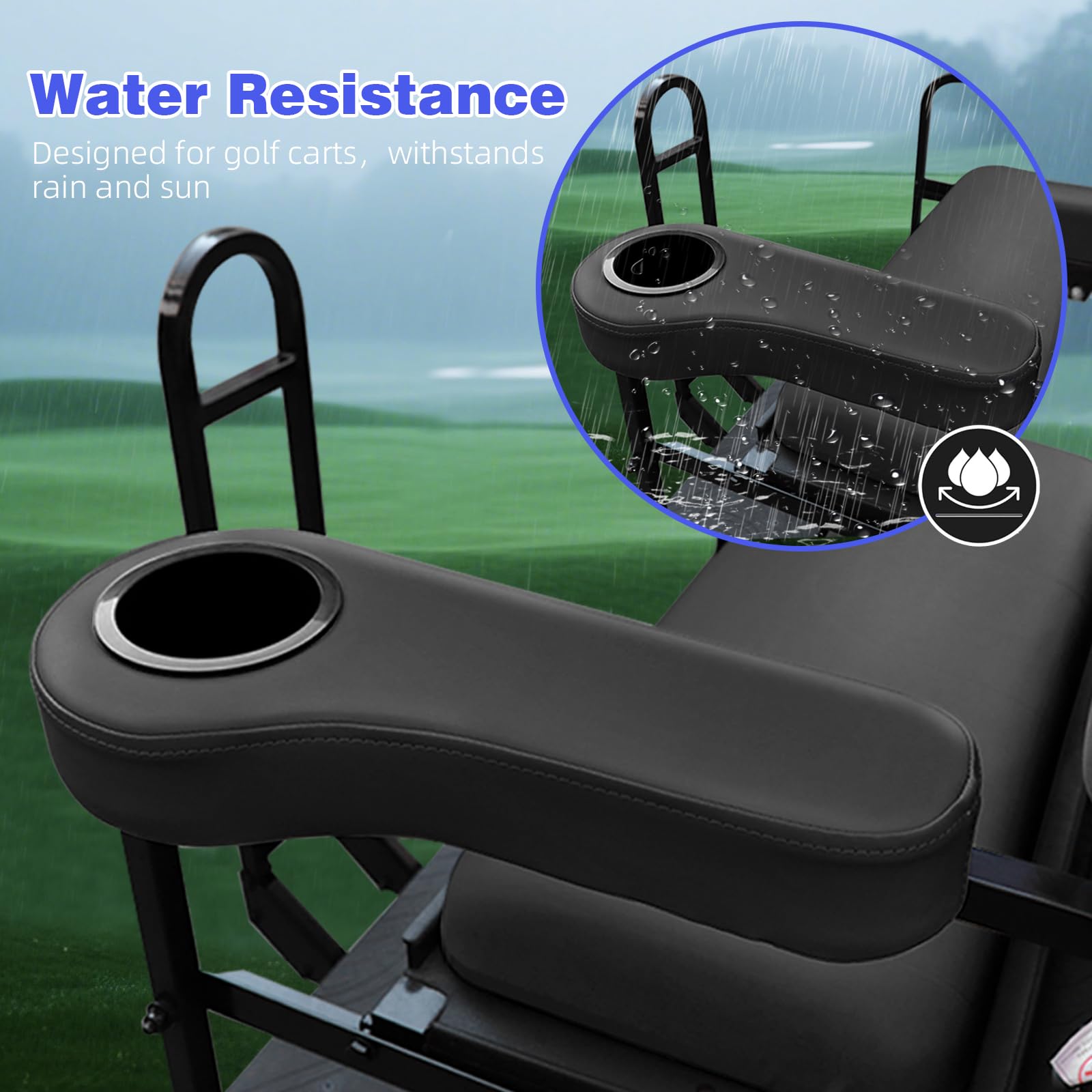 Roykaw Golf Cart Armrest With Cup Holder Compatible With Ezgo Club Car Yamaha - Upgrade Support Frame/No Drilling Required - Jus