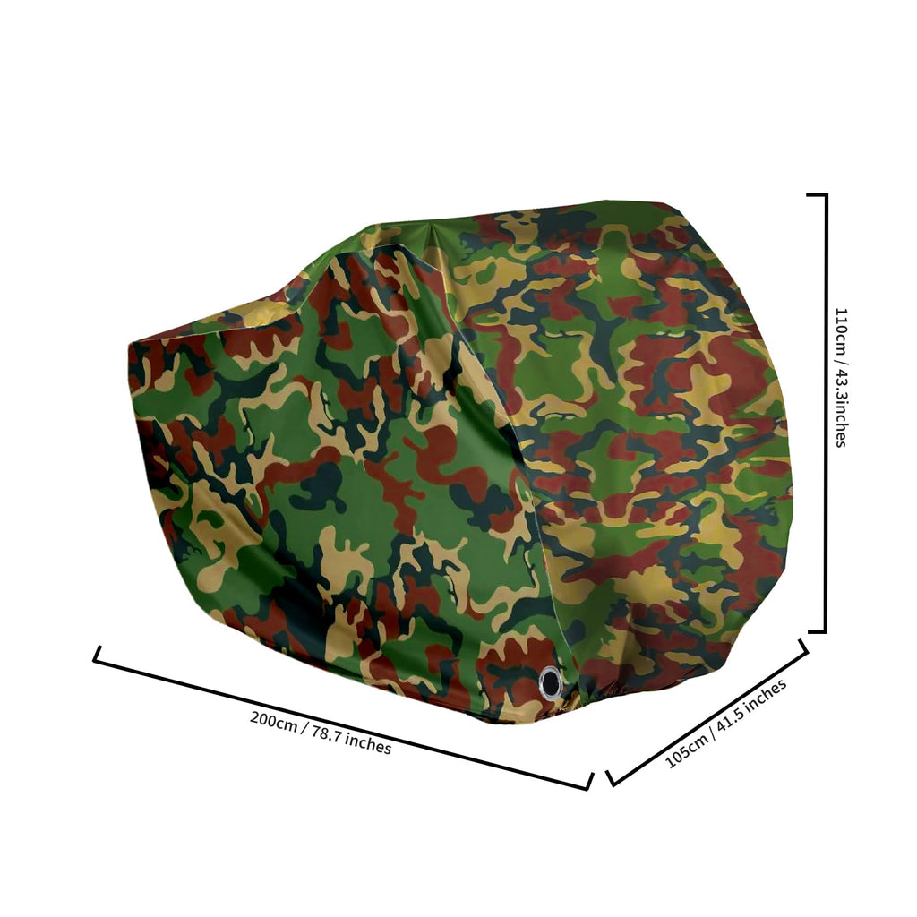 Camouflage With Silver Trim Bike Cover Fits 3 Bikes, Maveek Bicycle Cover 190T With Lock Hole Waterproof Weatherproof Dustproof