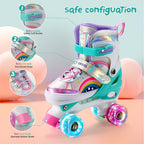 SHDSL Girls Roller Skates 4 Size Adjustable Kids Roller Skates for Girls, Purple Pink Roller Skate for Boys Toddlers, Beginner K