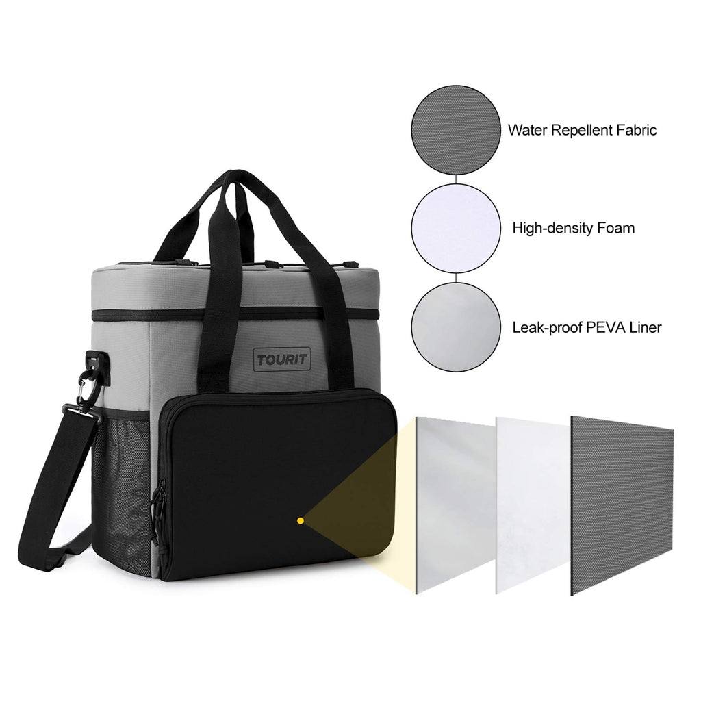 Tourit Cooler Bag 35-Can Insulated Soft Cooler Portable Cooler Bag 24L Lunch Coolers For Picnic, Beach, Work, Trip, Grey