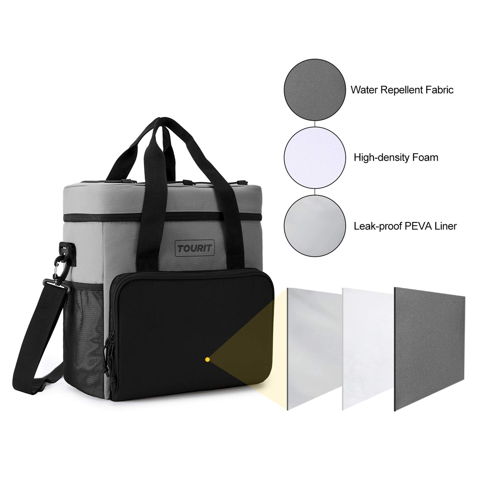 Tourit Cooler Bag 35-Can Insulated Soft Cooler Portable Cooler Bag 24L Lunch Coolers For Picnic, Beach, Work, Trip, Grey