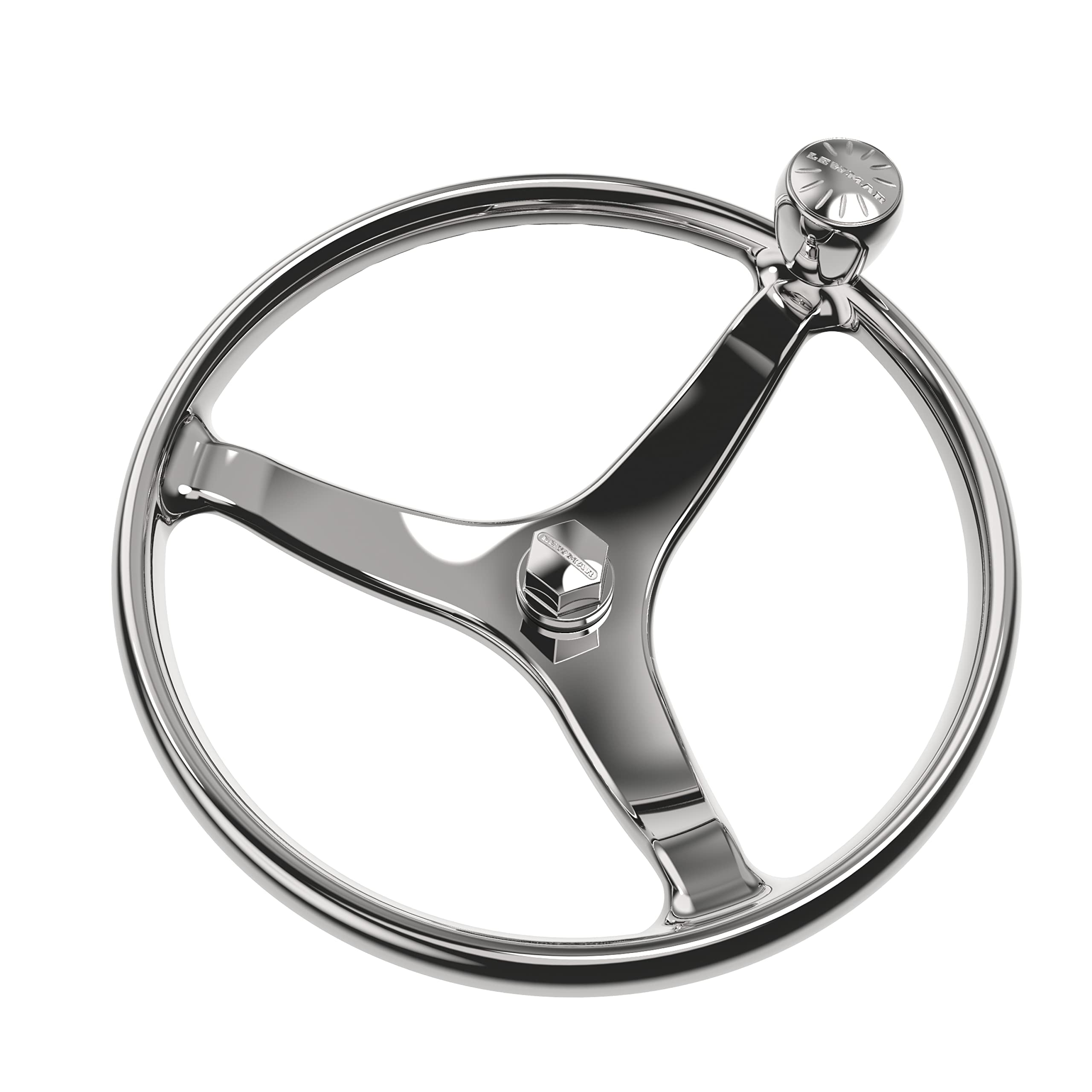 Lewmar Power Grip Boat Steering Wheel with M12 Welded Nut - 13.5 Diameter, Weather-Resistant Stainless Steel, Professional Knob 