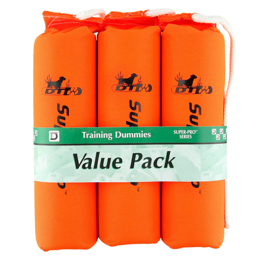 D.T. Systems Cordura Nylon Dog Training Dummy, Blaze Orange, Large, 3-Inch By 12-Inch, 3-Pack (83203)