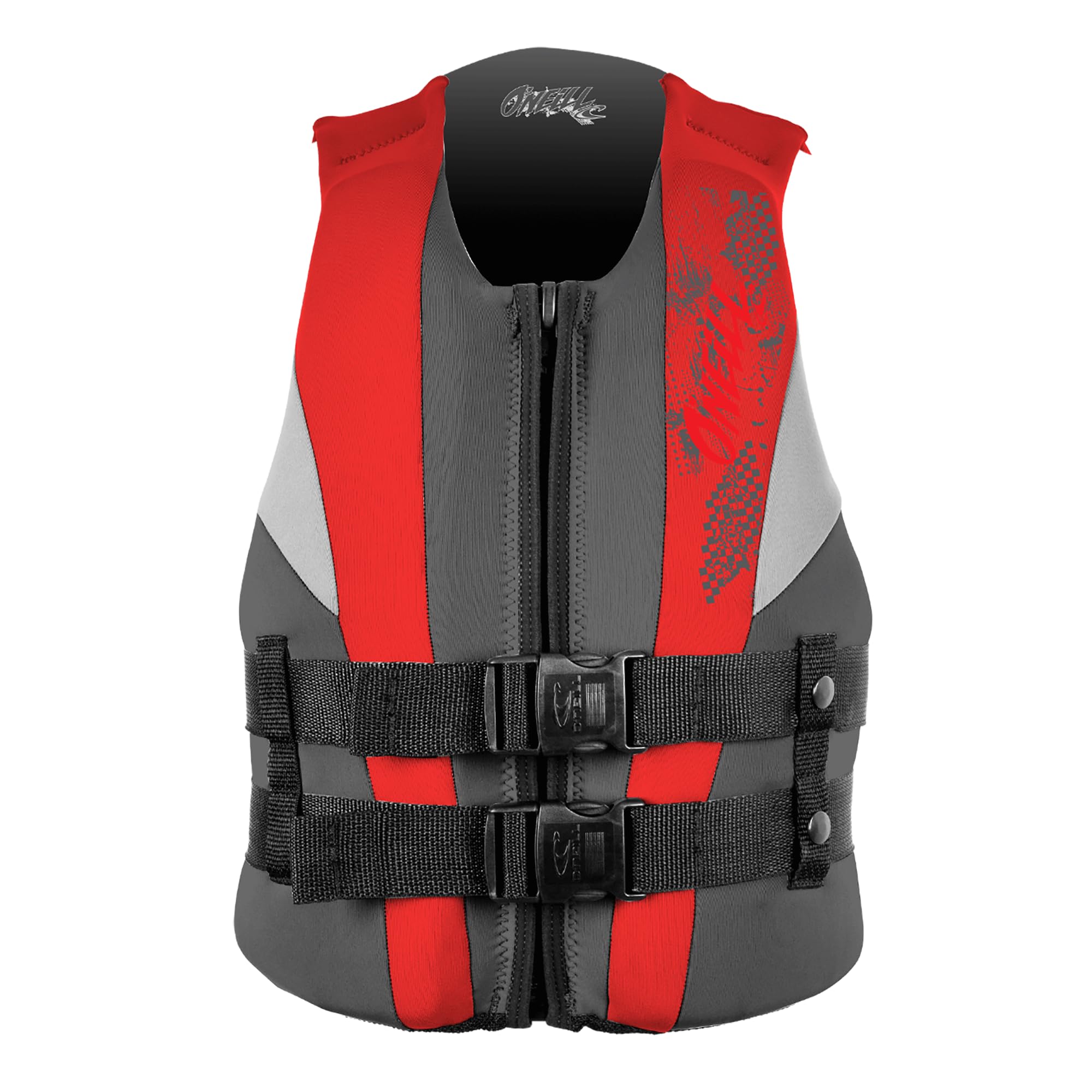 O'Neill Youth Reactor Uscg Life Vest, Coal/Red/Flint, 1Sz