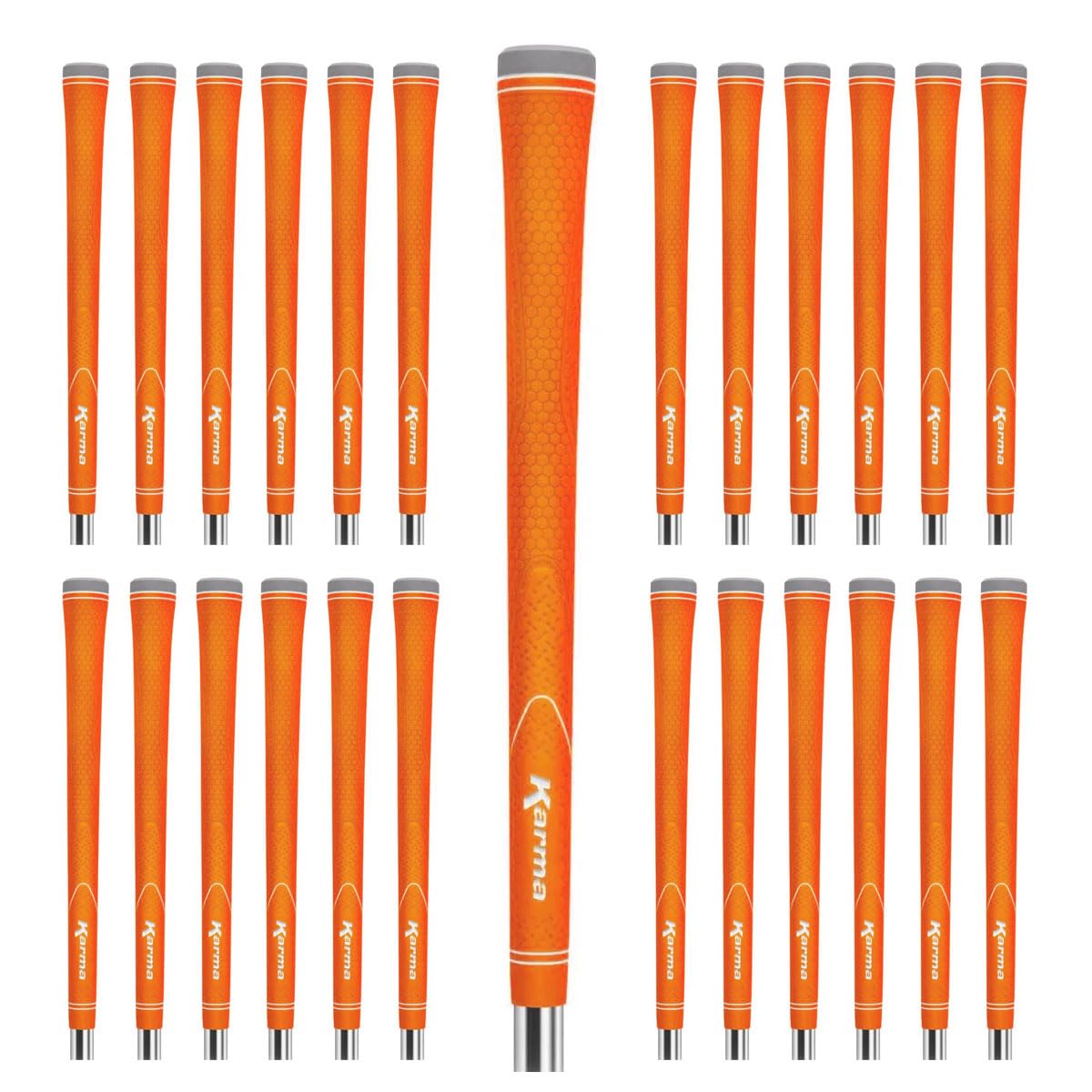 Karma Neion II Orange Golf Grips for Men, 25 Piece Golf Club Grip Pack, Standard Size