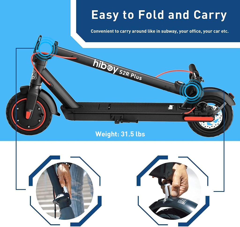 Hiboy 500W Peak Motor Electric Scooter, 19MPH, 22 Miles Long-Range, Foldable Commuter Electric Scooter Adults with Removable Bat