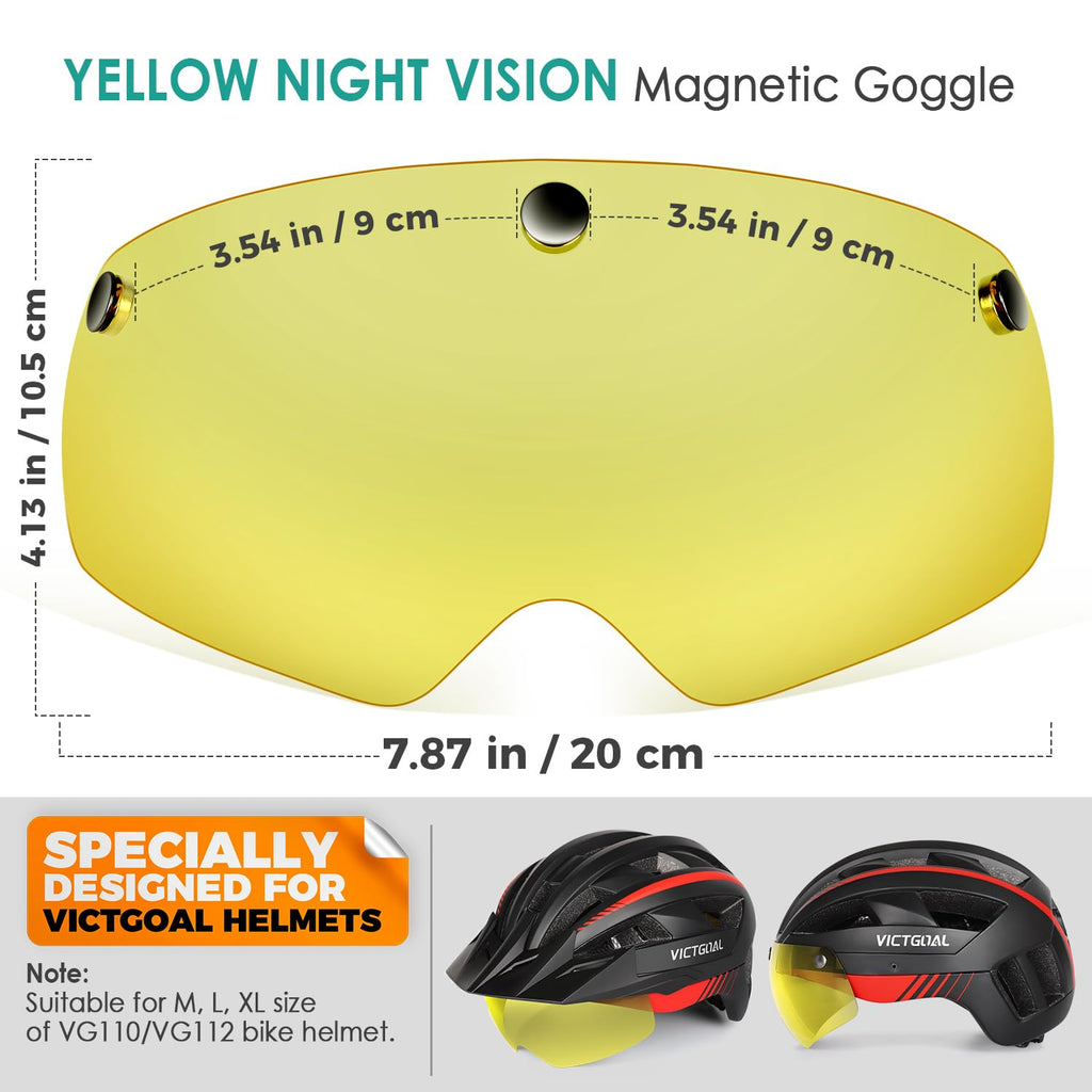 Victgoal Detachable Magnetic Bike Helmet Goggles Visor For Vg110 Bicycle Helmet (Yellow)