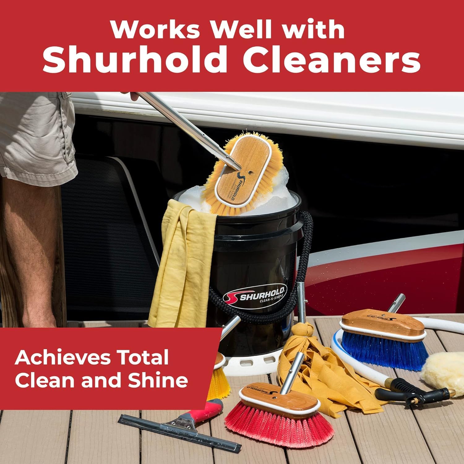 Shurhold Classic 6'' Soft Bristle Boat Deck Brush, Safe For Use On Gelcoat, Fiberglass And Painted Surfaces, Attachable To Any H