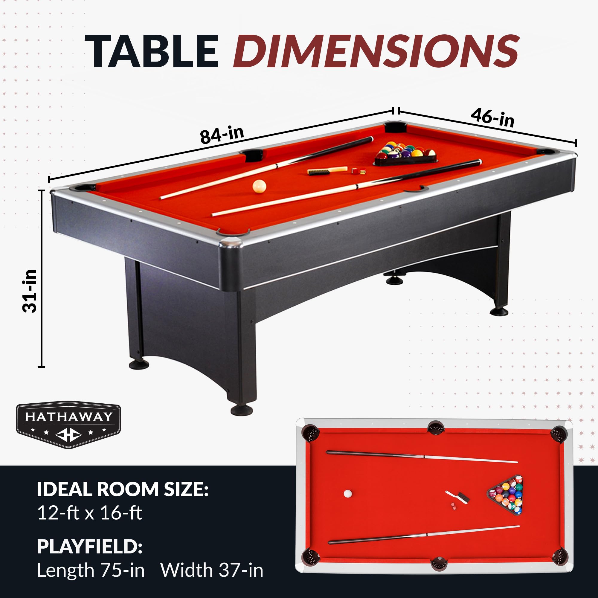 Hathaway Maverick 7-Foot Pool And Table Tennis Multi Game With Red Felt And Blue Table Tennis Surface Includes Cues, Paddles And