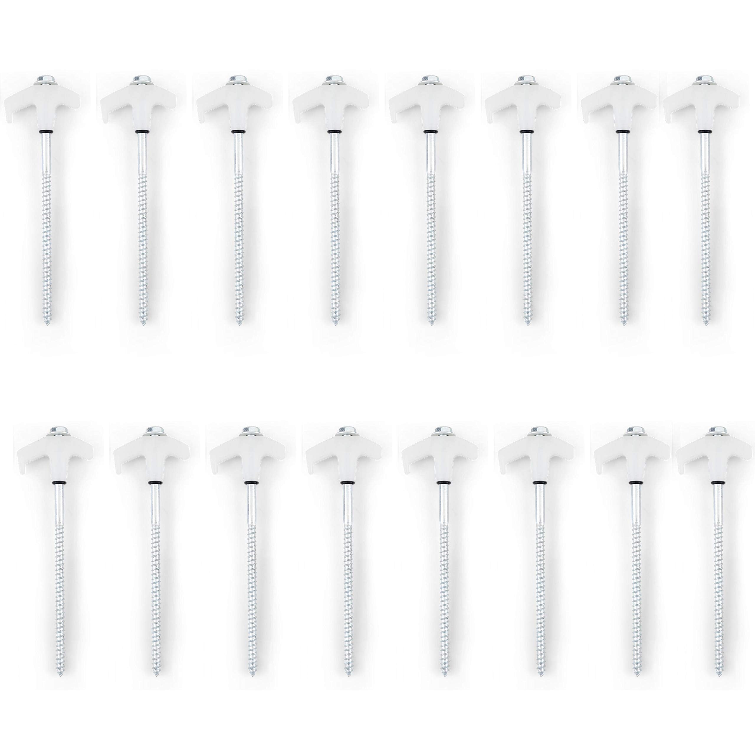 Amazama Tent Stakes - 16 Heavy-Duty Ground Screw Anchor Pegs - Galvanized - Non Rust - Perfect For Yard, Garden, Awning & Canopy