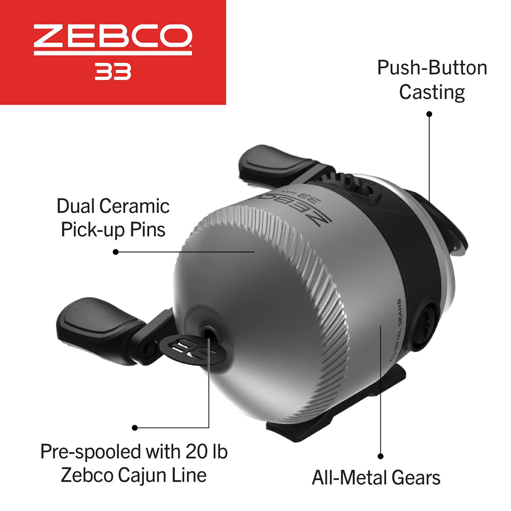 Zebco 33 Max Spincast Reel And Fishing Rod Combo, 6-Foot 6-Inch 2-Piece Rod With Comfortable Eva Handle, Quickset Anti-Reverse R