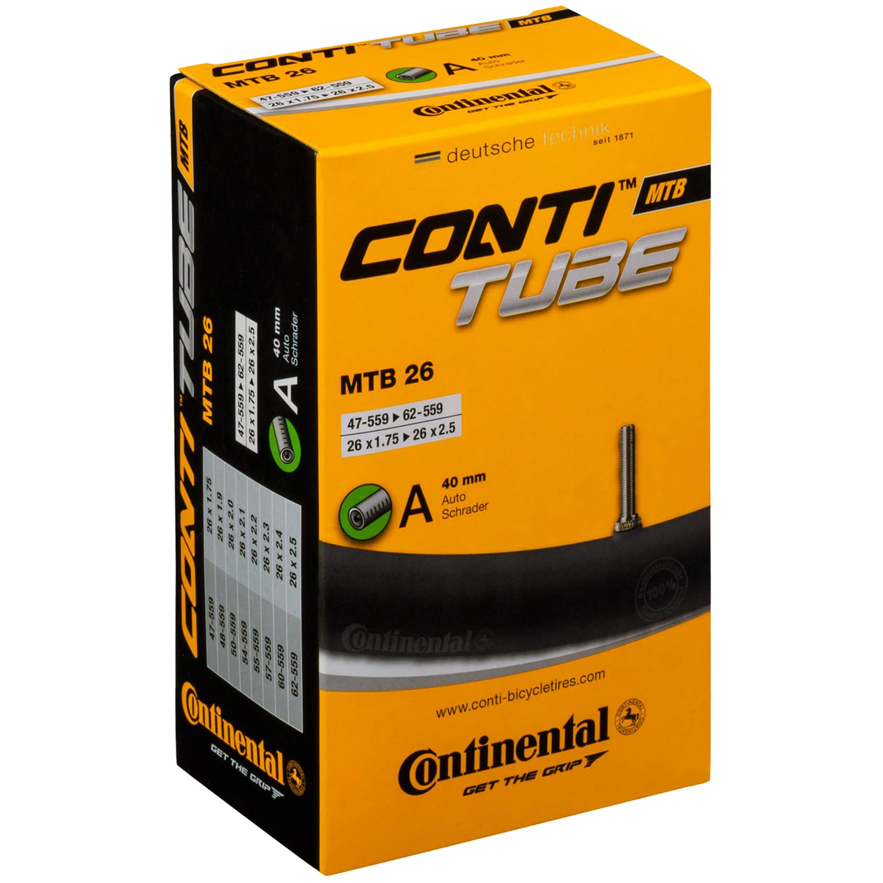 Continental Unisex'S Mtb Tube 26'' Inner, Black, [47-559->62-559]