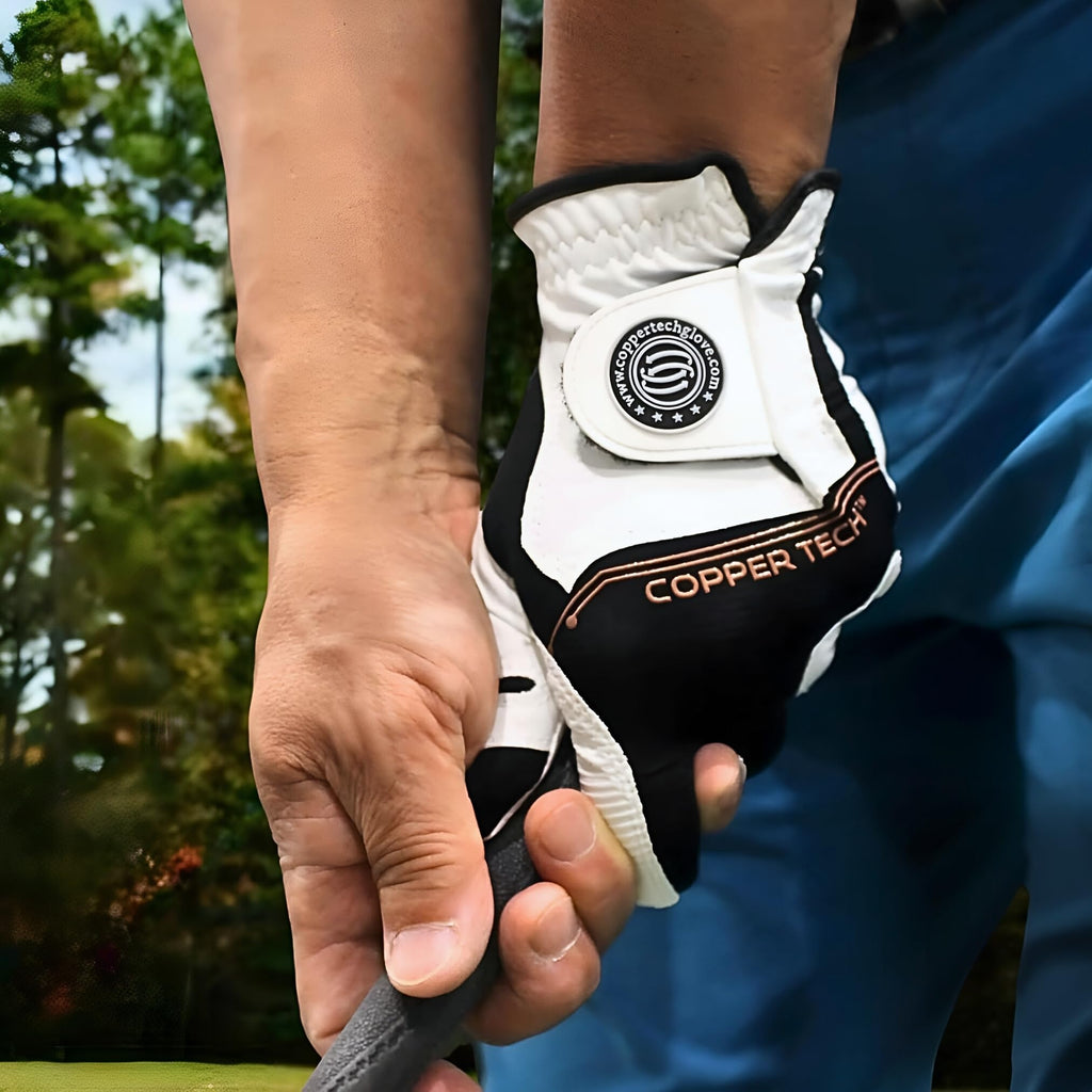 Copper Tech Mens Golf Gloves ~ 2-Pack ~ Copper-Infused ~ Worn On Right Hand For The Left-Handed Golfer One Size Fit Most