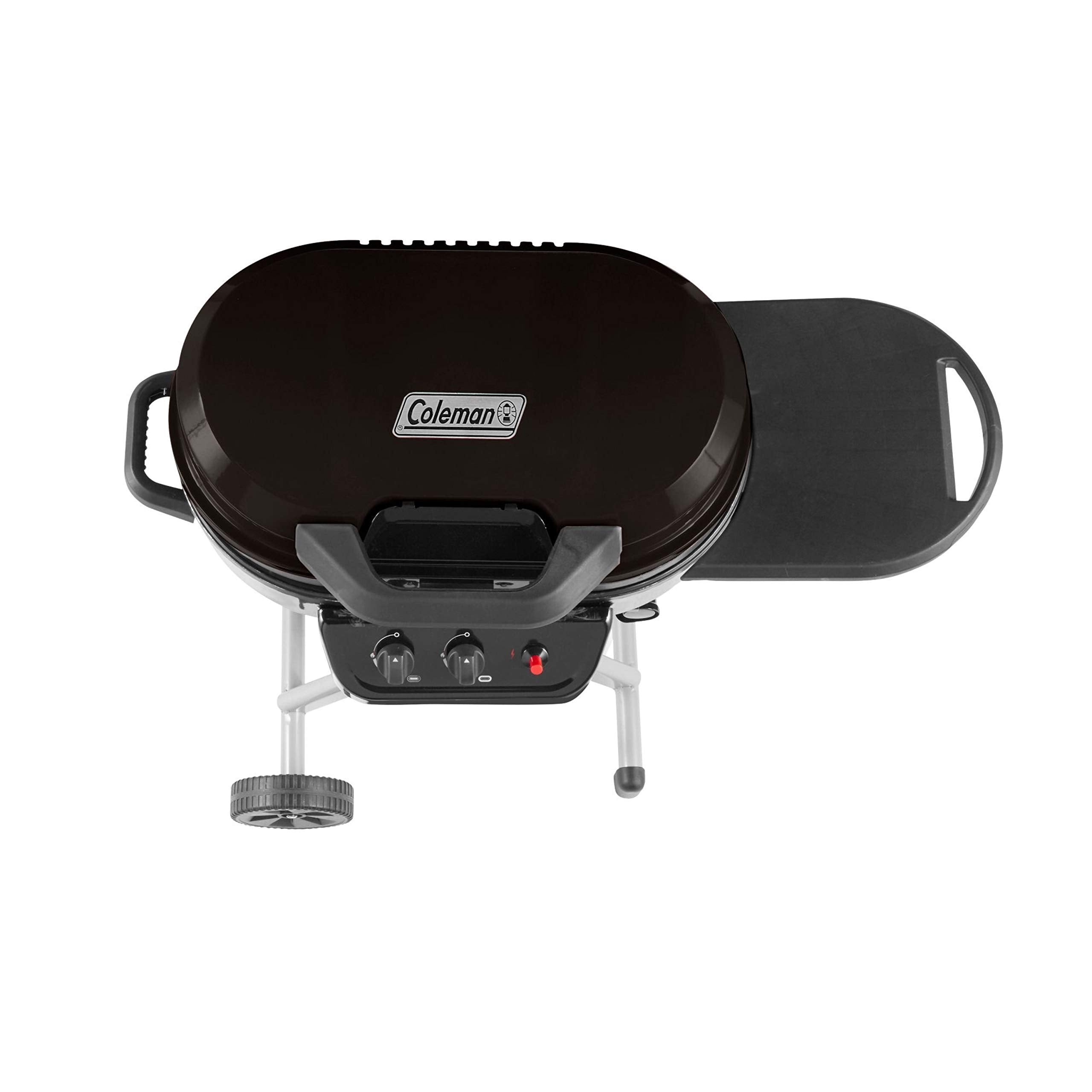 Coleman Roadtrip 225 Portable Stand-Up Propane Grill, Gas Grill With Push-Button Starter, Folding Legs & Wheels, Side Table, & 1
