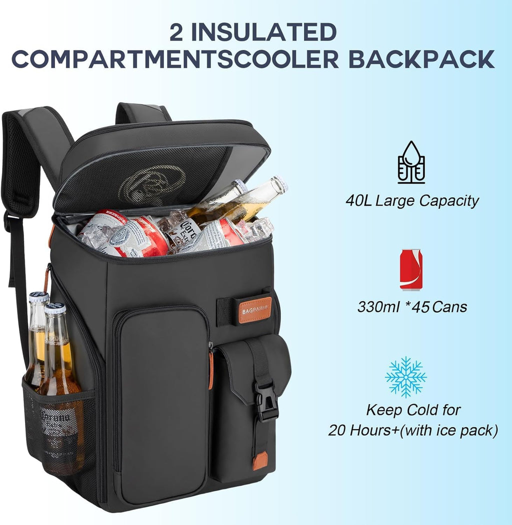 Insulated Cooler Backpack,45 Cans Multifunctional Double Deck Leakproof Cooler Bag With Sternum Strap,Large Capacity Lightweight