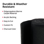 Seasense: Boat Trailer Bunk Carpet - Cut For Custom Fit - Weatherproof Marine Carpet Material, Durable & Static Free - Charcoal,