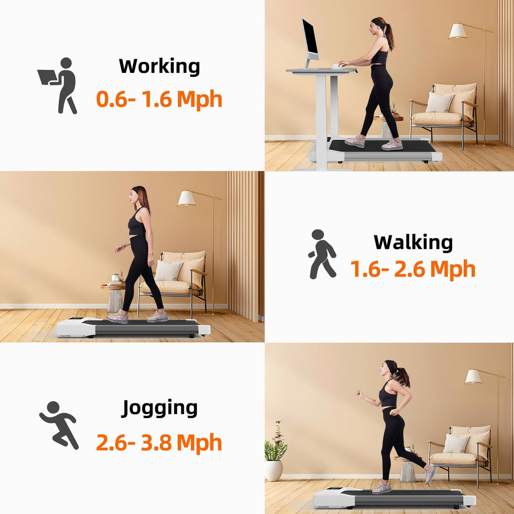 Deerrun 2025 Upgrade Walking Pad, Smart Under Desk Treadmill For Home Office, No-Assembly Treadmills With App And Remote Control