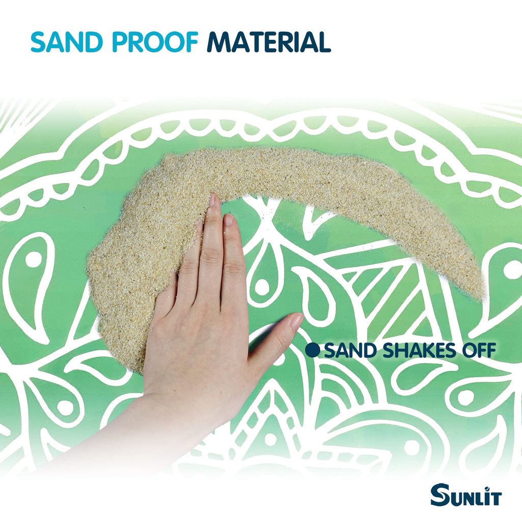 Sunlit Silky Soft 85X72 Boho Sand Proof Beach Blanket Sand Proof Mat With Corner Pockets And Mesh Bag For Beach Party, Travel, C