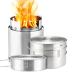 Solo Stove Campfire 2 Pot Set Combo - 4+ Person Wood Burning Camping Stove  Outdoor Kitchen Kit For Backpacking Camping Survival