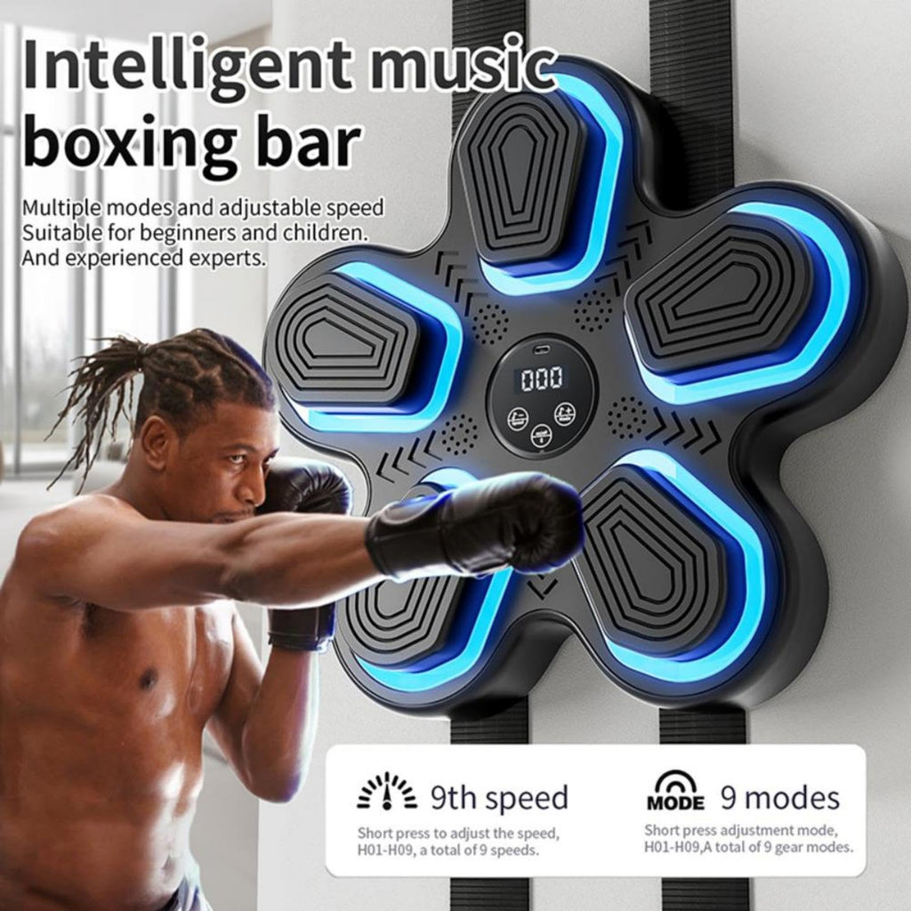 Yrougra Music Boxing Machine, Smart Bluetooth Boxing Training Target With Led Light, 9 Speed Modes, Digital Display, Wall-Mounte