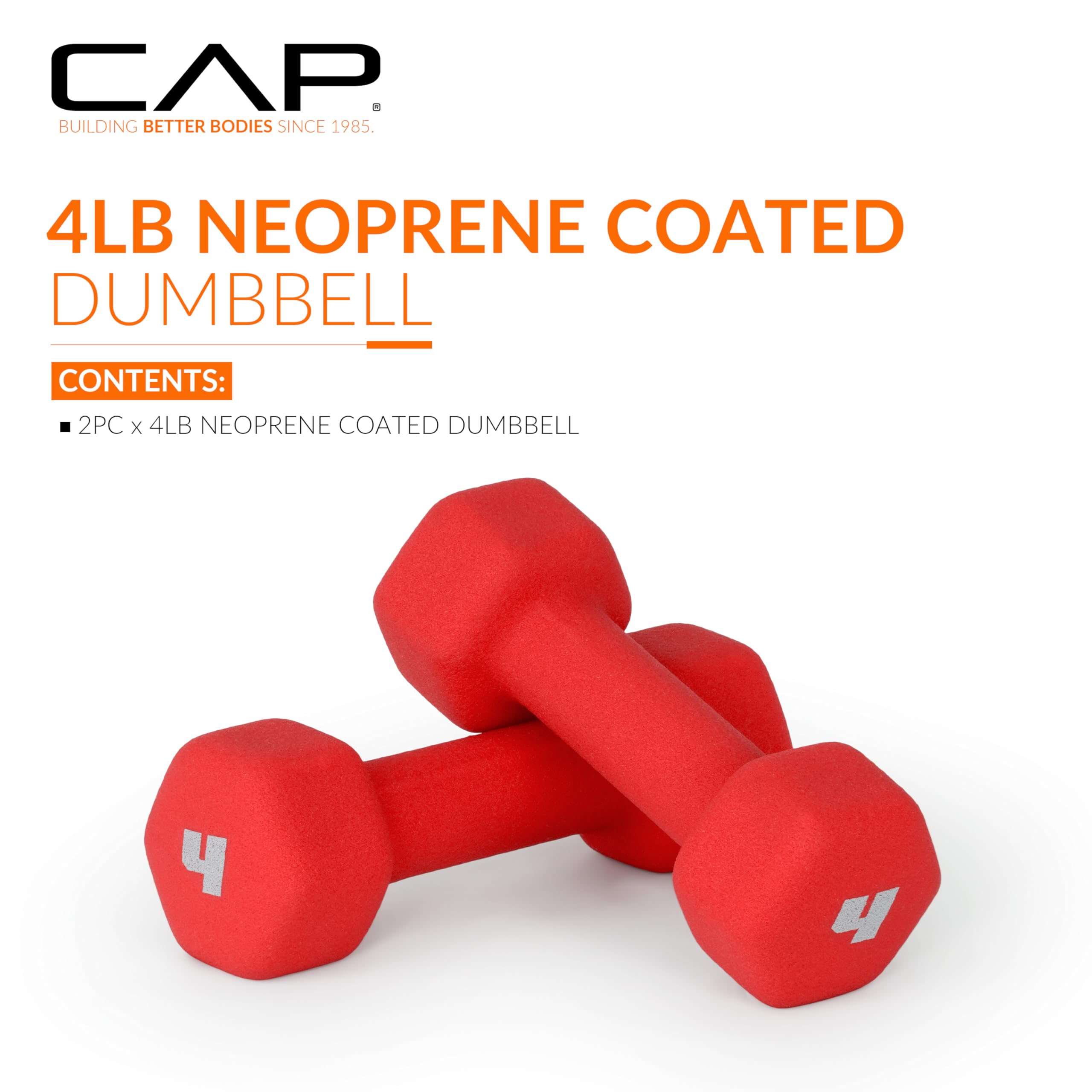Cap Barbell Neoprene Dumbbell Weights, 4 Lb Pair, Cranberry
