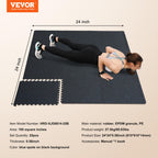 Vevor 25 Pcs 0.56'' Thick Gym Floor Mats, 24''X24'' Eva Foam & Rubber Top Interlocking Workout Mats With 100 Sq.Ft Coverage, Wat
