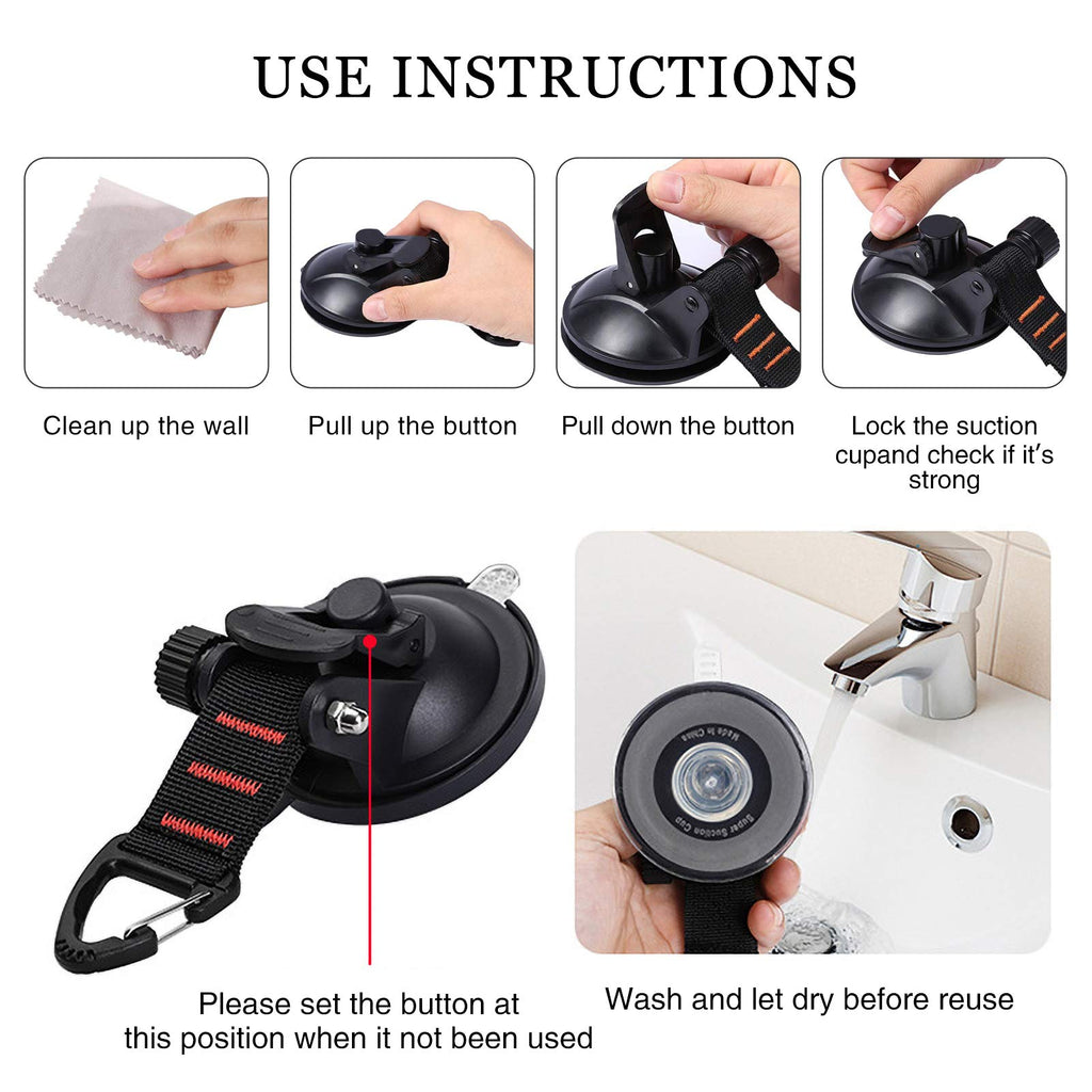 Conbola Heavy Duty Suction Cups With Hooks 4 Pieces Upgraded Car Camping Tie Down Suction Cup Camping Tarp Accessory With Securi