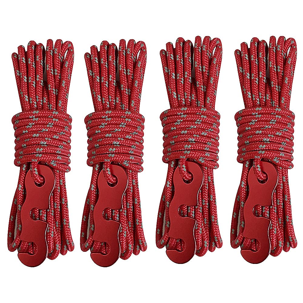 Flowden Tent Wind Ropes With Tensioners Cord Adjuster, 4Pcs 13Ft Reflective Rope For Camping, Hiking, Canopy Shelter, Outdoor Ac