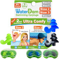 Waterdam Swimming Ear Plugs Great Waterproof Ultra Comfy Earplugs Prevent Swimmer'S Ear (Size 2+3+3: Small Ear Men (Green) & Lar