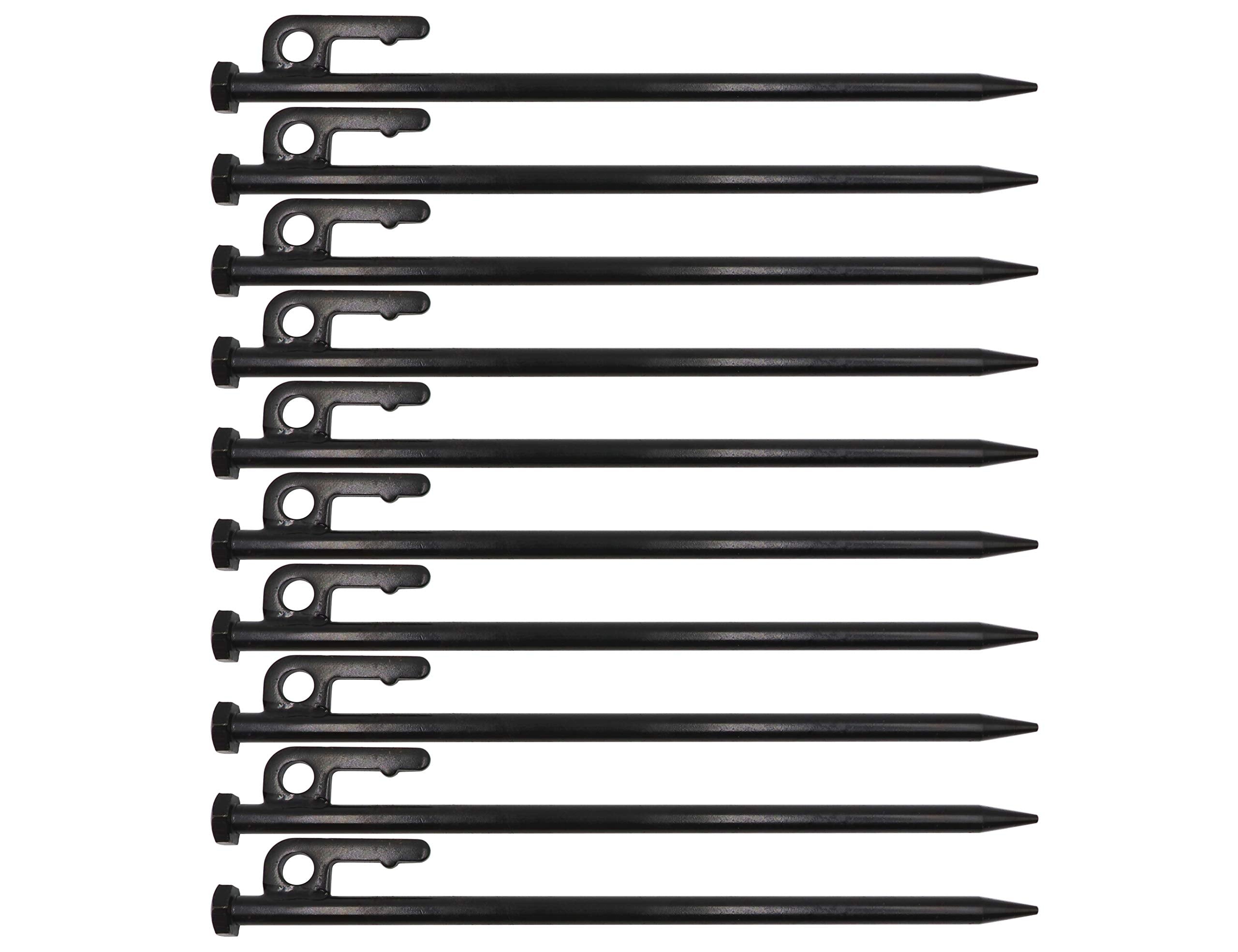 Lby 10Pcs Tent Stakes, 25Cm(9.84) Heavy-Duty Steel Solid Tent Stakes Pegs, Steel System Outdoor Tent Nail Camping Stakes, 45#Ste