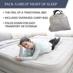 King Koil Luxury Queen Size Air Mattress With Built-In Pump, Plush Top, Home Camping Guests Inflatable Airbed, Double High Blow