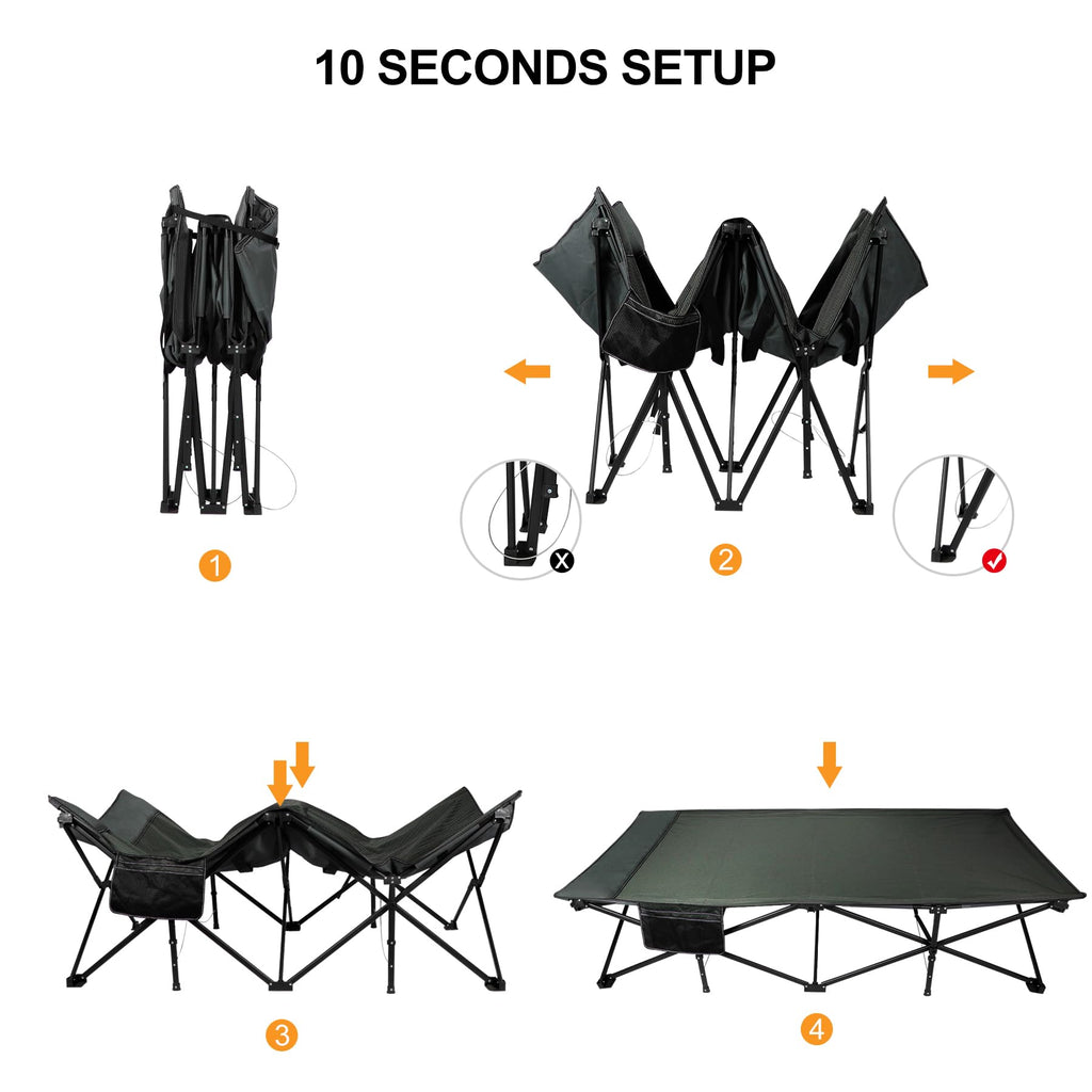 Redcamp Padded Camping Cots For Adults 500Lbs, Portable Folding Sleeping Cot With Mattress Pad, Heavy Duty Thick Frame For Outdo