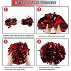 Lovecheer 2Pcs Pom Poms Cheerleading Metallic Black And Red Cheer Pom Poms With Baton Handle For Sports Team Spirit Dance Party