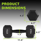 Fitvids Rubber Encased Exercise & Fitness Hex Dumbbell, Hand Weights With Anti-Slip Metal Handle For Home Gym, Multiple Sizes, 1