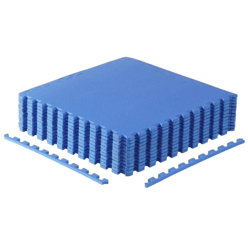 Cap Barbell 1/2 Interlocking Eva Foam Exercise Puzzle Mats - 2 Pack | 24'' X 24'' X 1/2'' | T Pattern - Blue