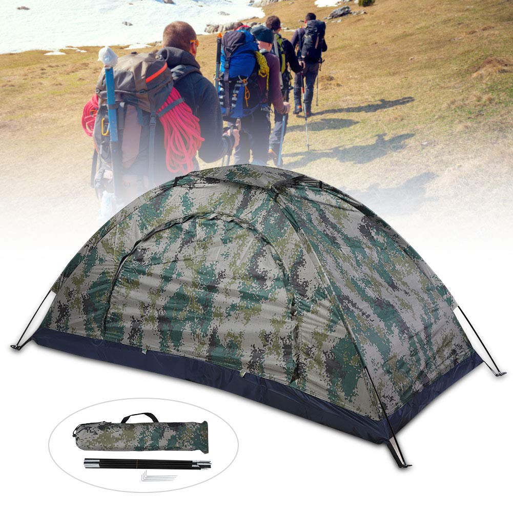 Camouflage Camping Tent-1 Person Lightweight Waterproof Windproof Backpacking Tent Emergency Pop Up Instant Tent For Family,Back