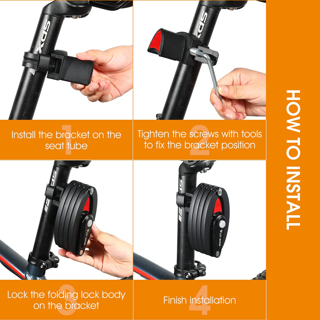 Chimona Bike Foldable Lock, 4-Digit Anti   Theft   Combination   Bicycle   Lock, Security Level 6 Heavy Duty Folding Bike Lock,