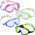 Flutesan 4 Pack Kids Swim Goggles Age 3-15 Antifog Wide View No Leaking Swimming Glasses with Adjustable Strap (Fresh Color)