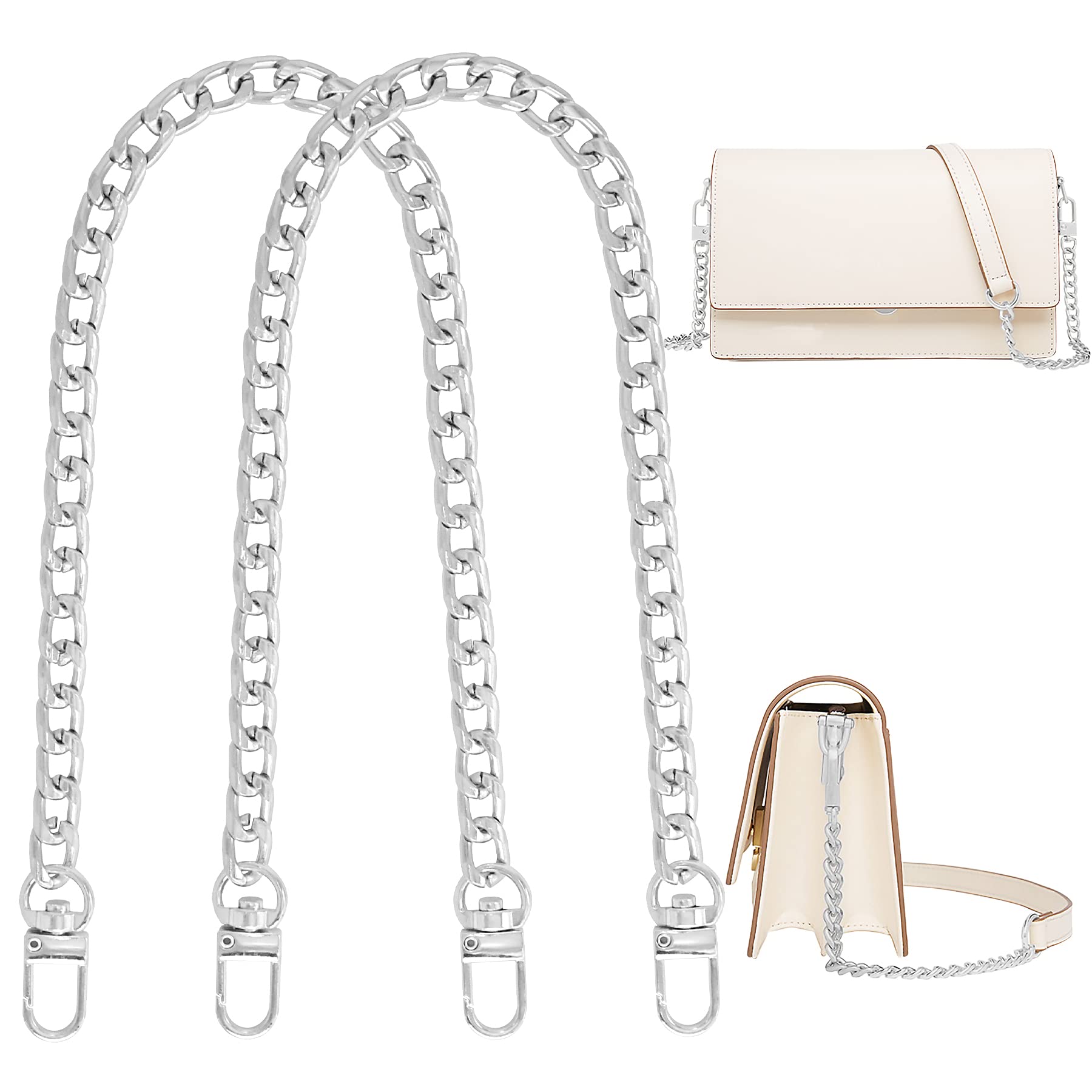Gondiane Purse Chain Bag Chain, 2Pcs 15.7 Inches/40Cm, Silver