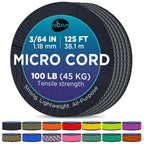 Teceum Micro Paracord - Graphite Gray - 1.18 Mm X 125 Ft - Micro Utility Cord - Thin Braided Paracord Rope Nylon Polyester - Win