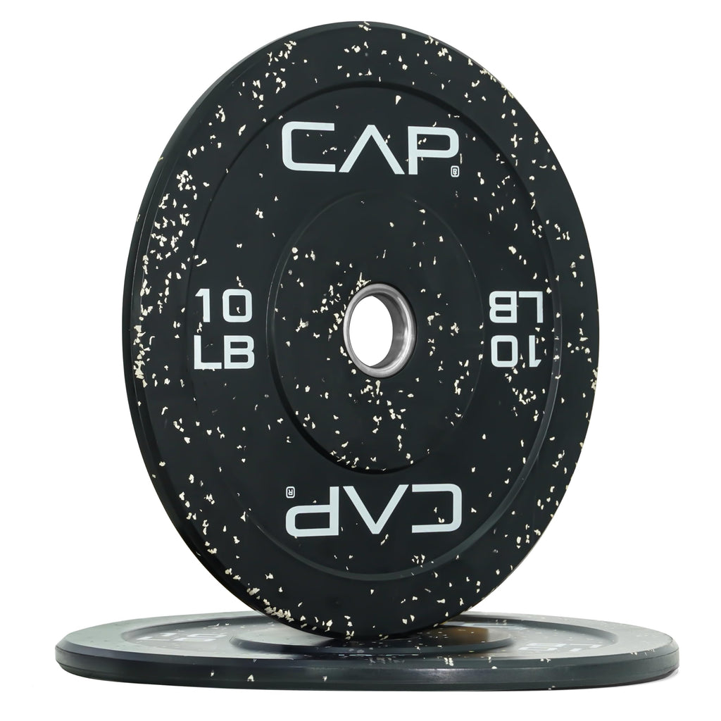 Cap Barbell Economy - Speckled Olympic Bumper Plate Set With White Logo, Black, 10 Lb Pair