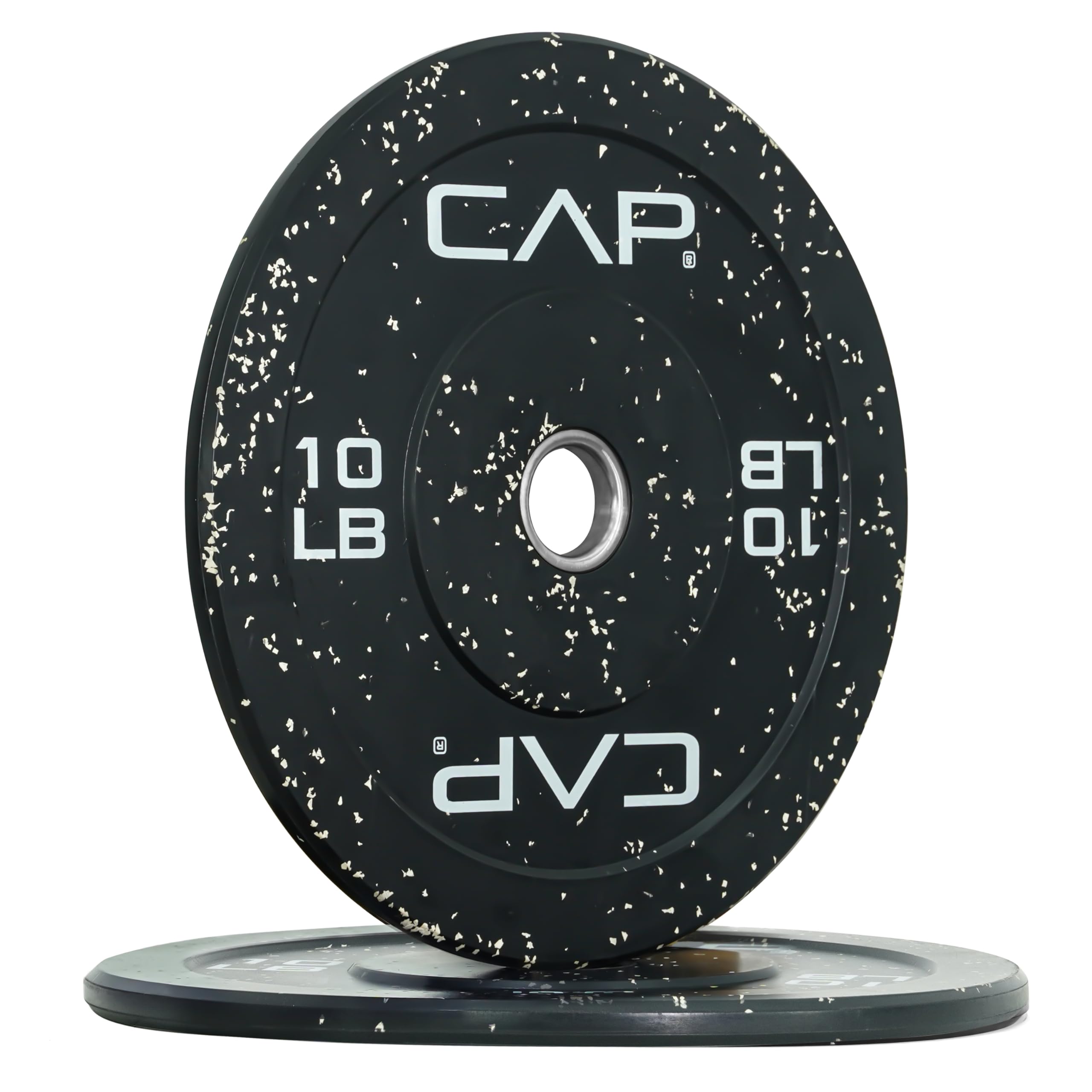 Cap Barbell Economy - Speckled Olympic Bumper Plate Set With White Logo, Black, 10 Lb Pair